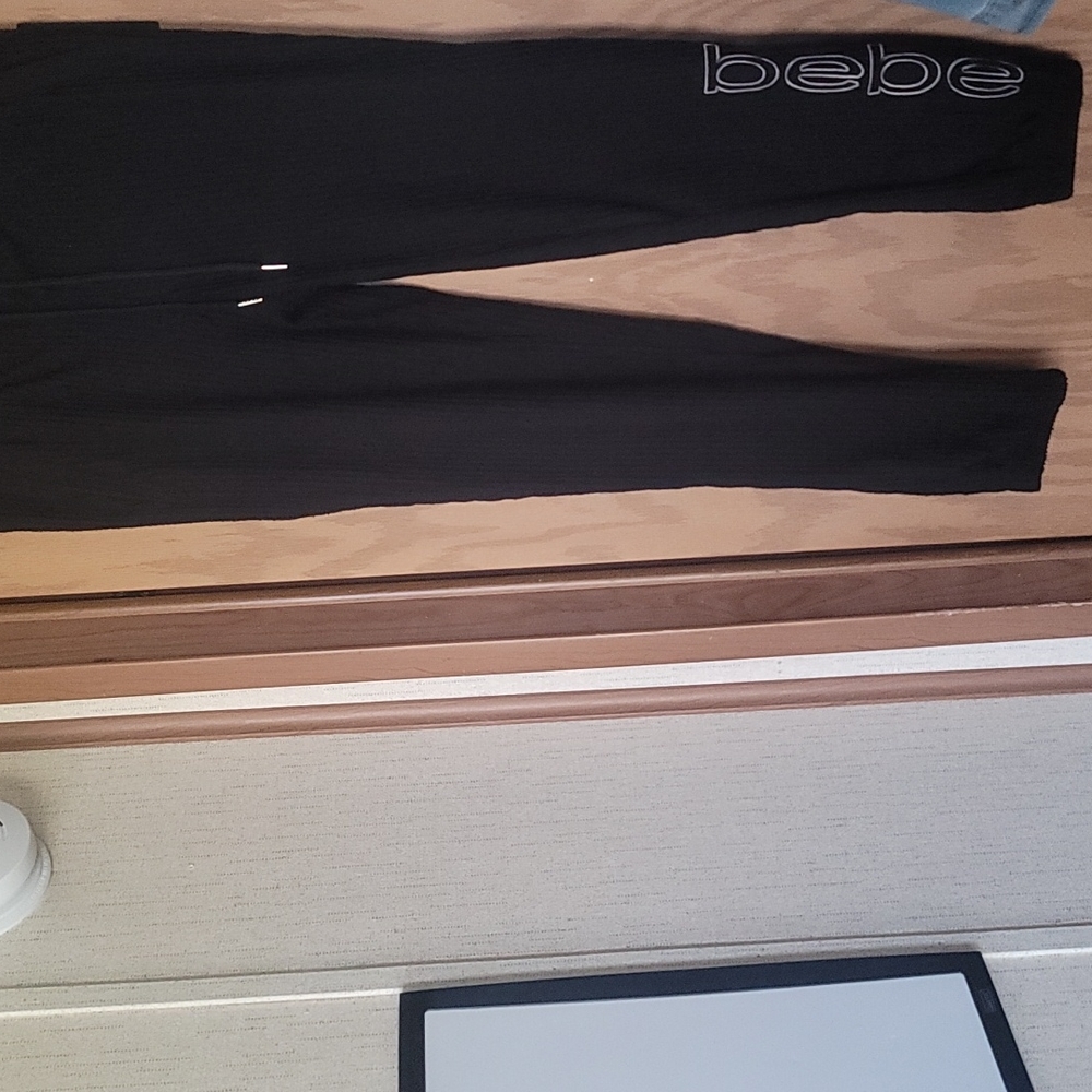 BEBE SPORT ALLOVER RIBBED JOGGER: BLACK: NWT: SZ M
